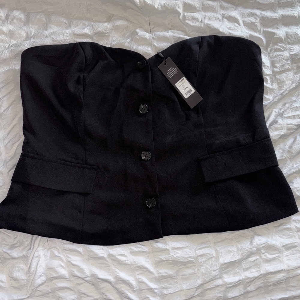 Fashion Nova Black Strapless Buttoned Corset